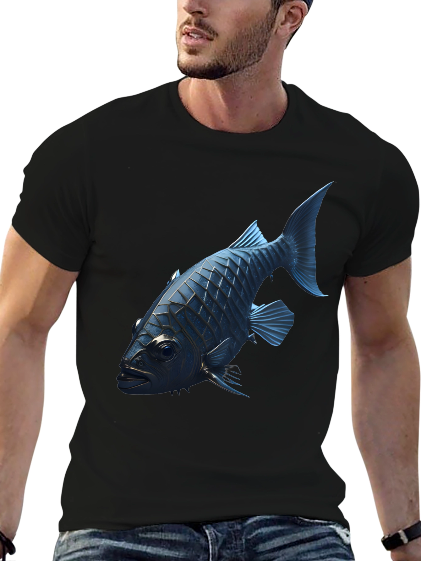 Blue Fish Graphic Tee - Modern Style