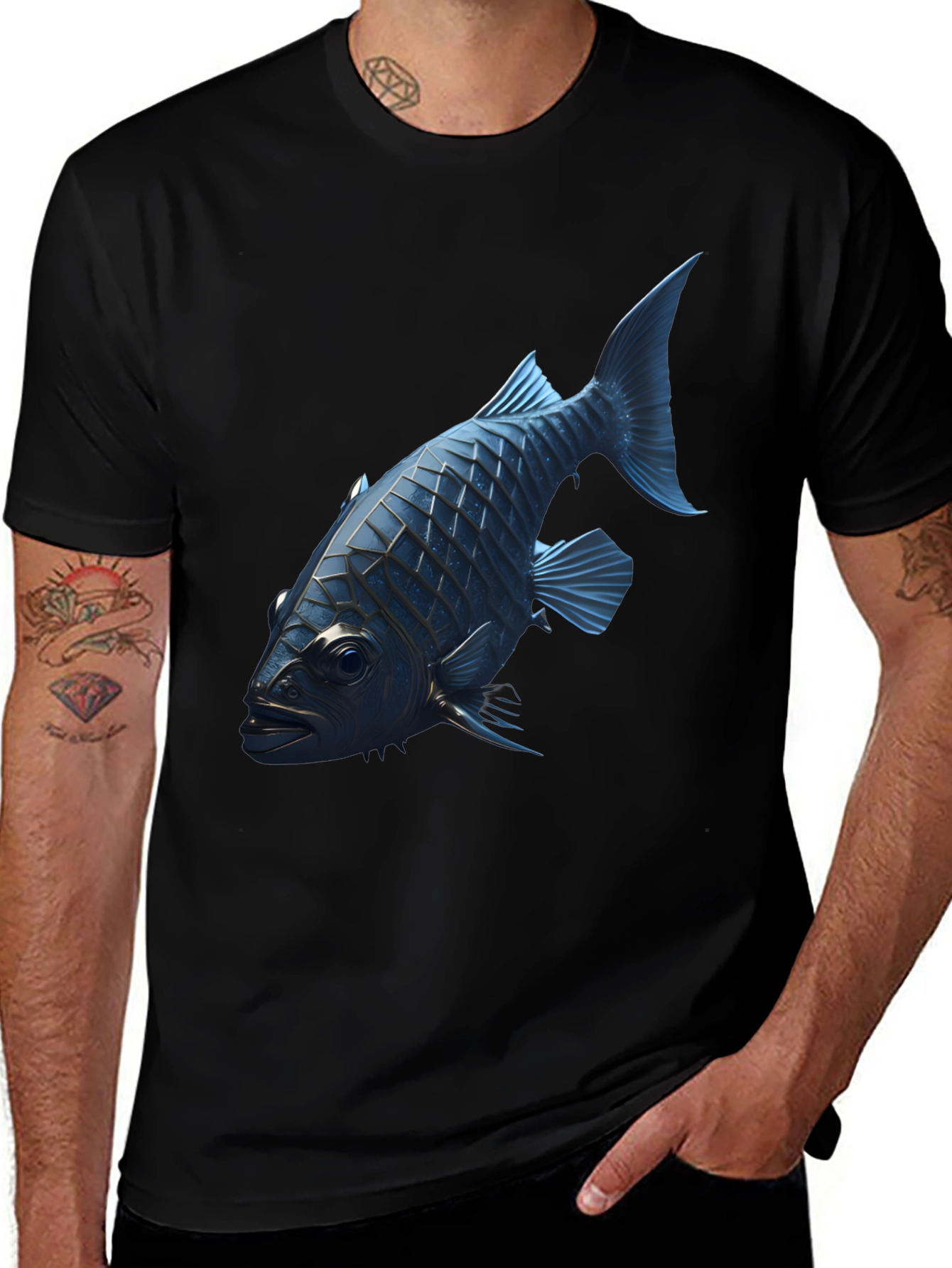 Blue Fish Graphic Tee - Modern Style