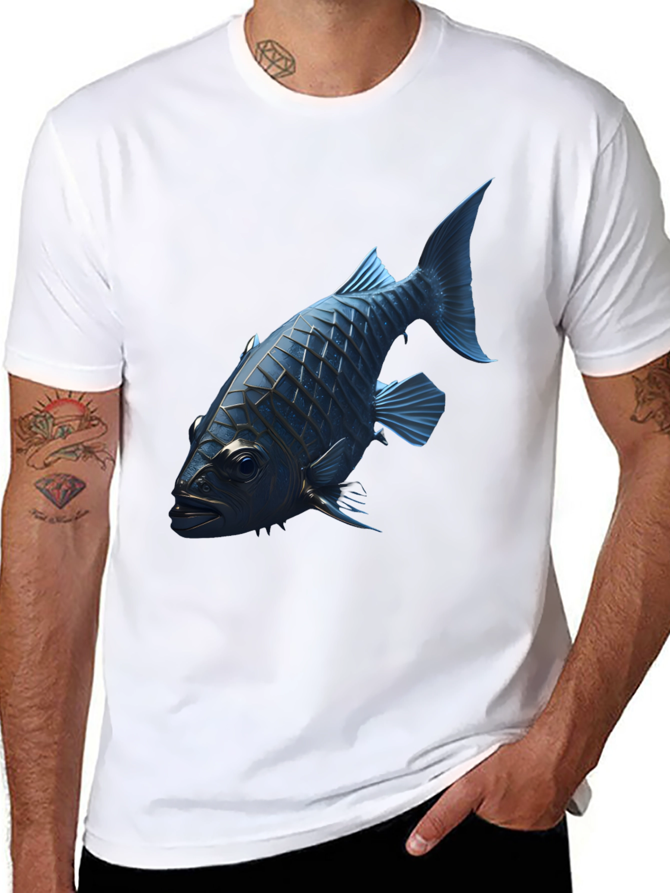 Blue Fish Graphic Tee - Modern Style
