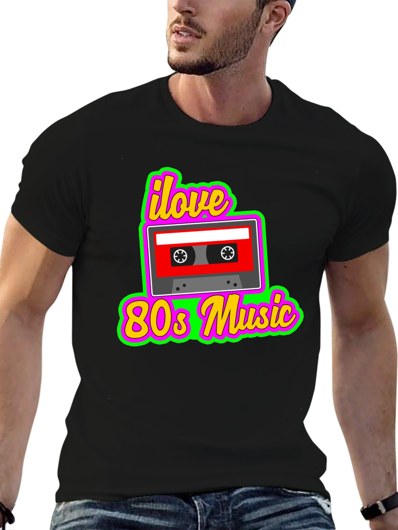 I Love 80s Music Cassette Tape Graphic T-Shirt