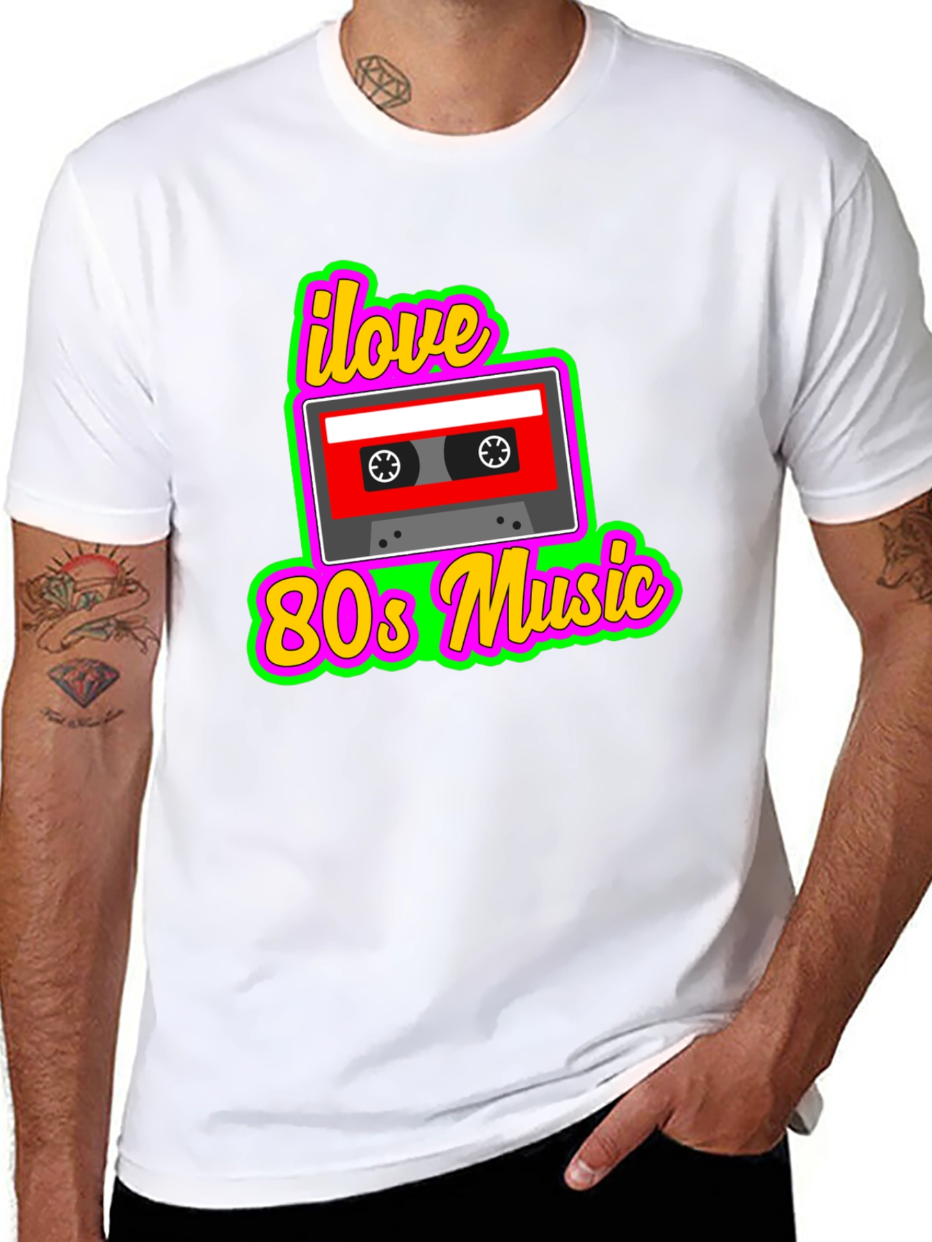 I Love 80s Music Cassette Tape Graphic T-Shirt