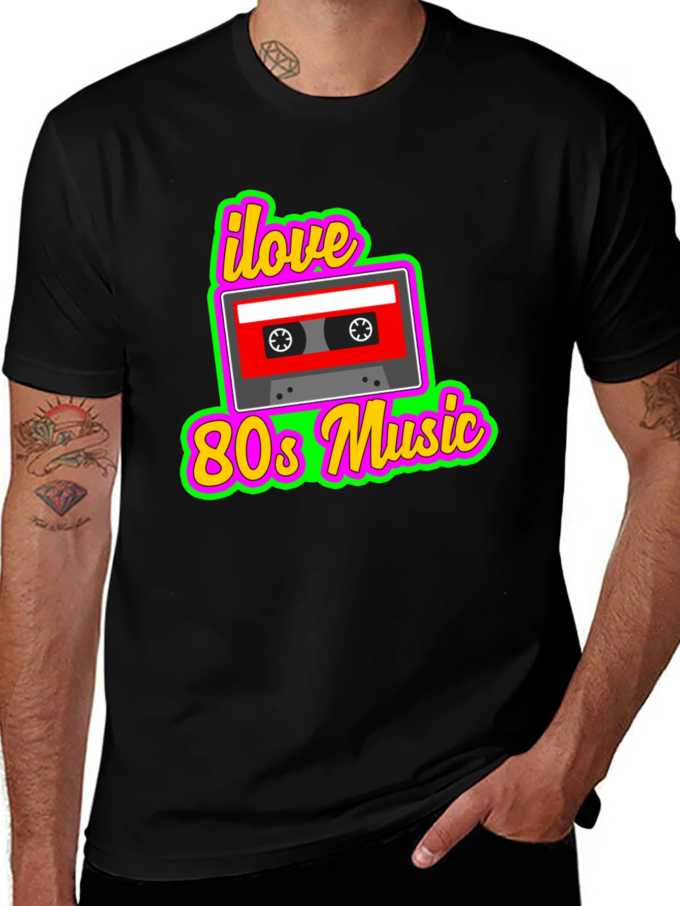 I Love 80s Music Cassette Tape Graphic T-Shirt