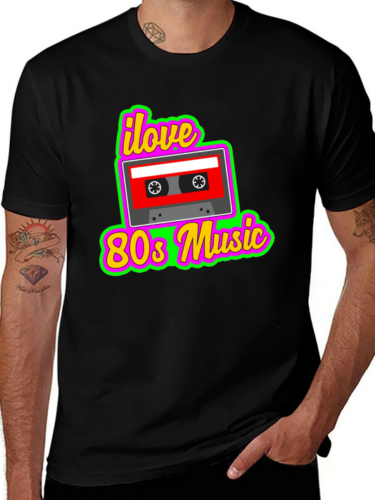 I Love 80s Music Cassette Tape Graphic T-Shirt