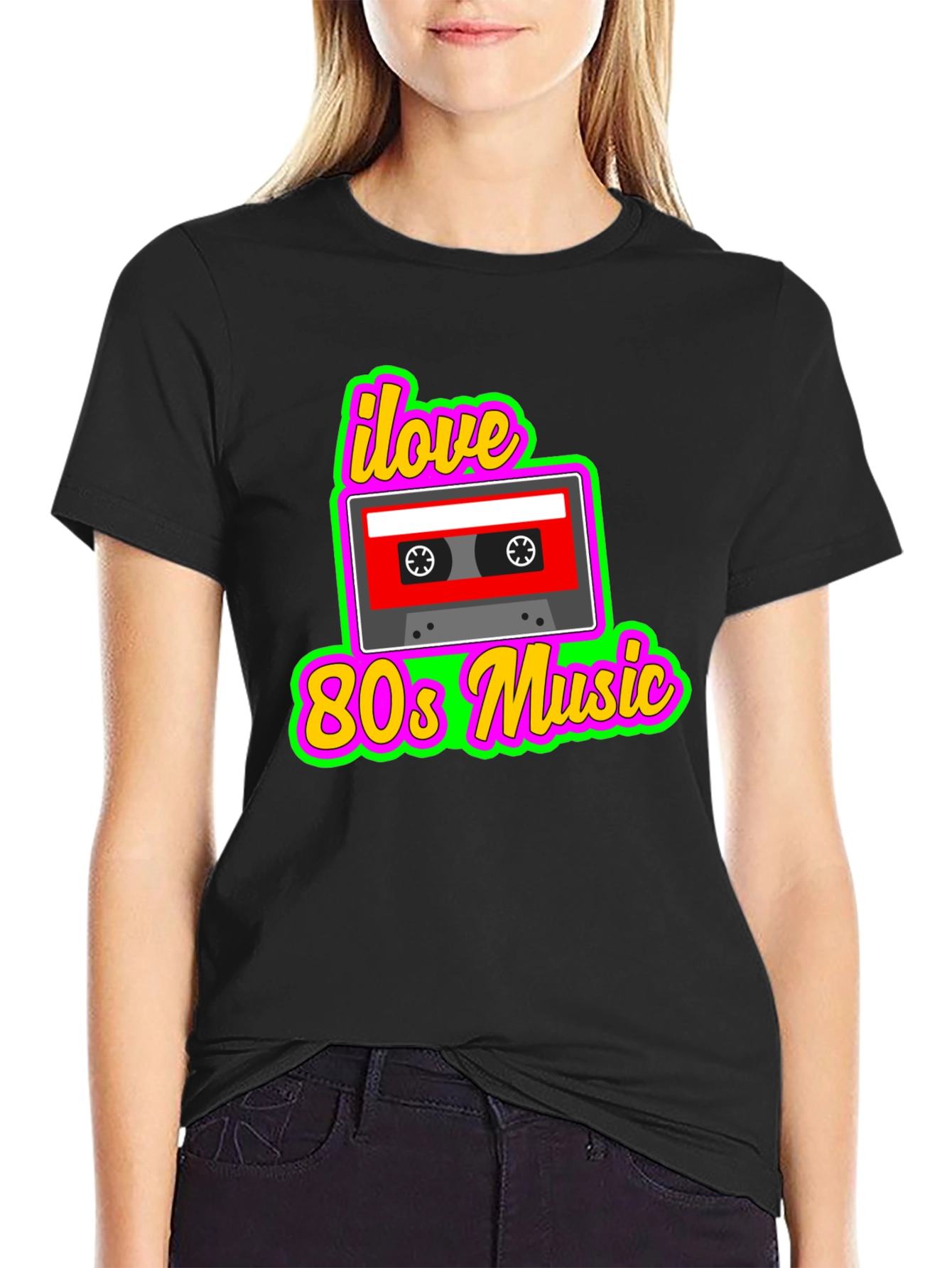 I Love 80s Music Cassette Tape Graphic T-Shirt