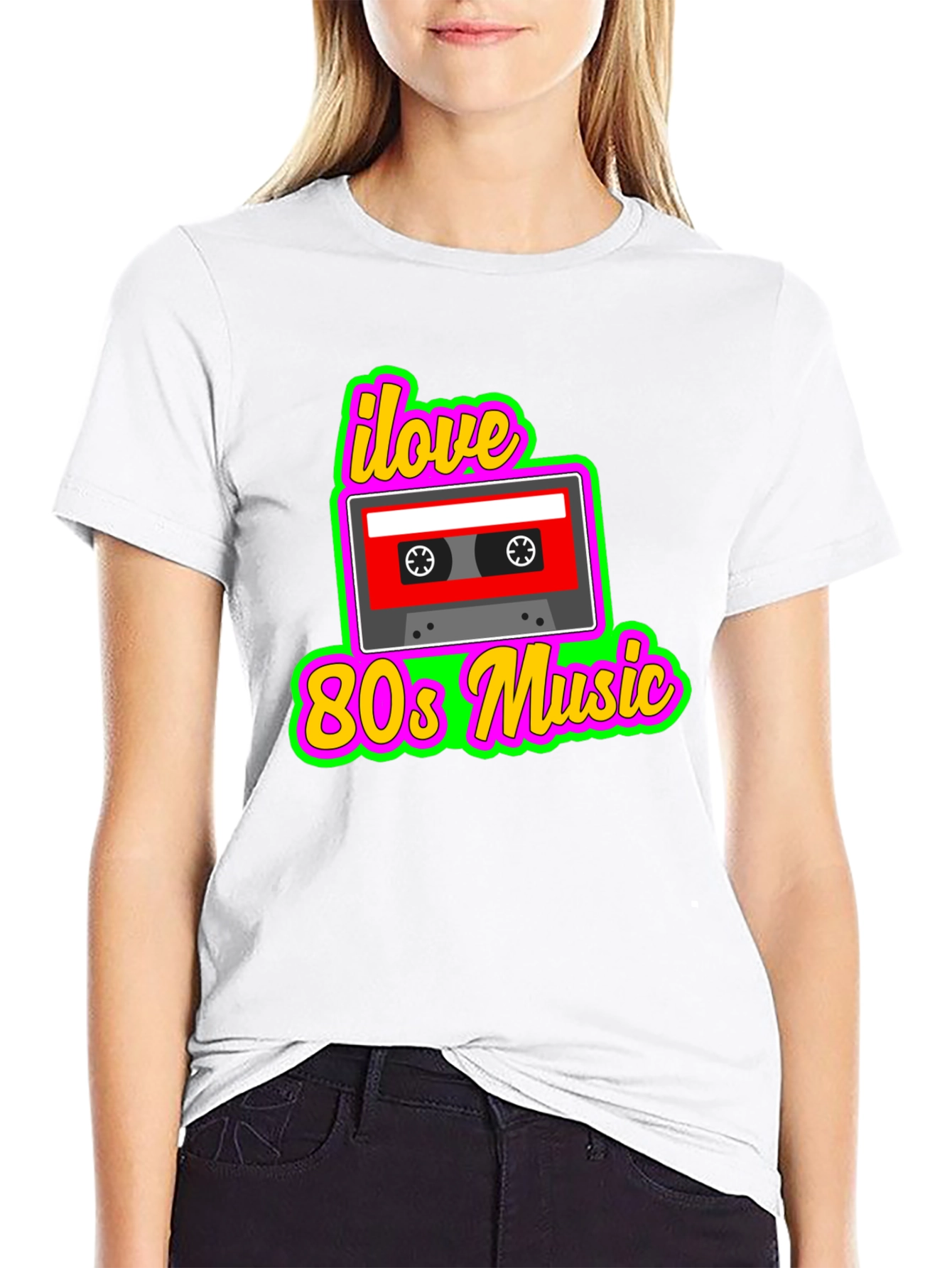 I Love 80s Music Cassette Tape Graphic T-Shirt