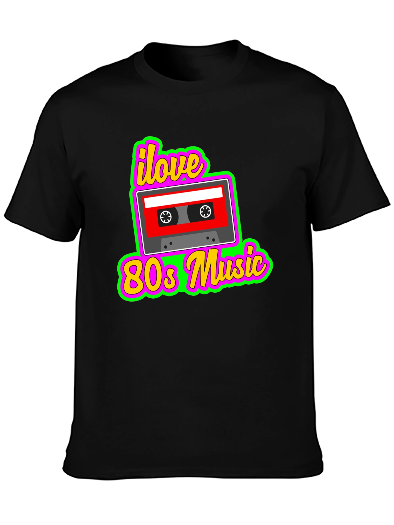 I Love 80s Music Cassette Tape Graphic T-Shirt