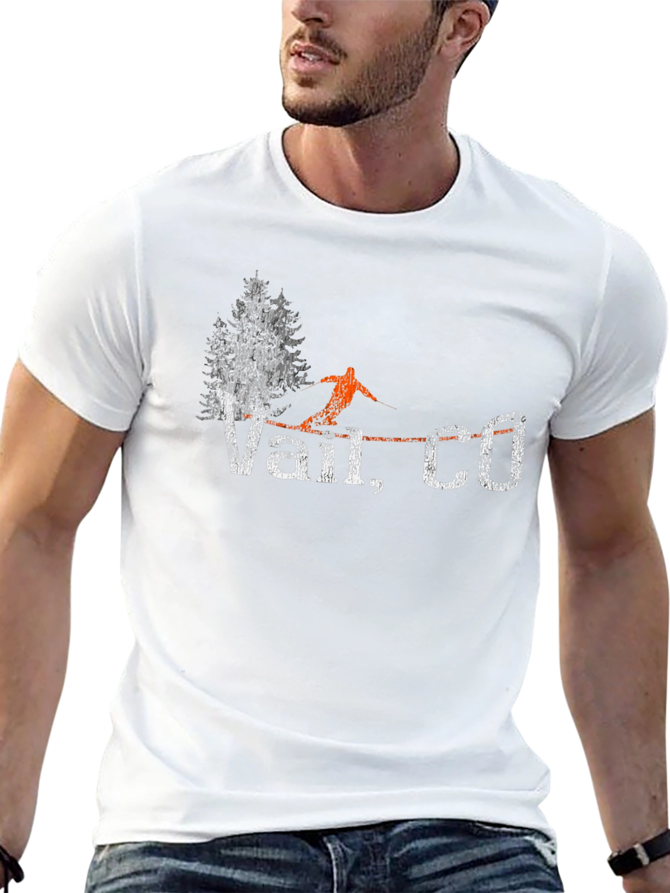 Vail CO Ski T-Shirt - Distressed Graphic Tee