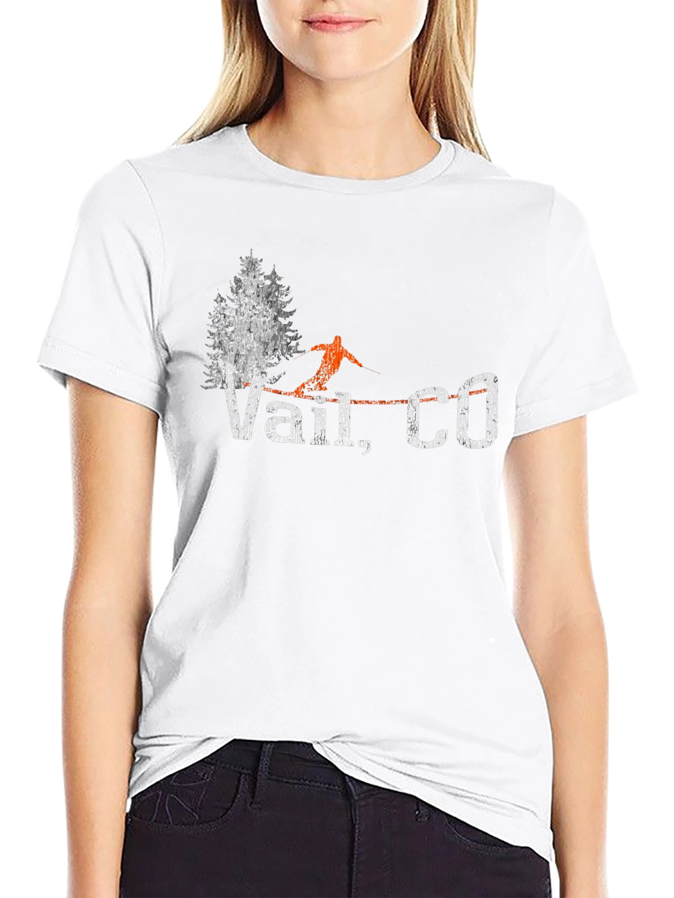 Vail CO Ski T-Shirt - Distressed Graphic Tee