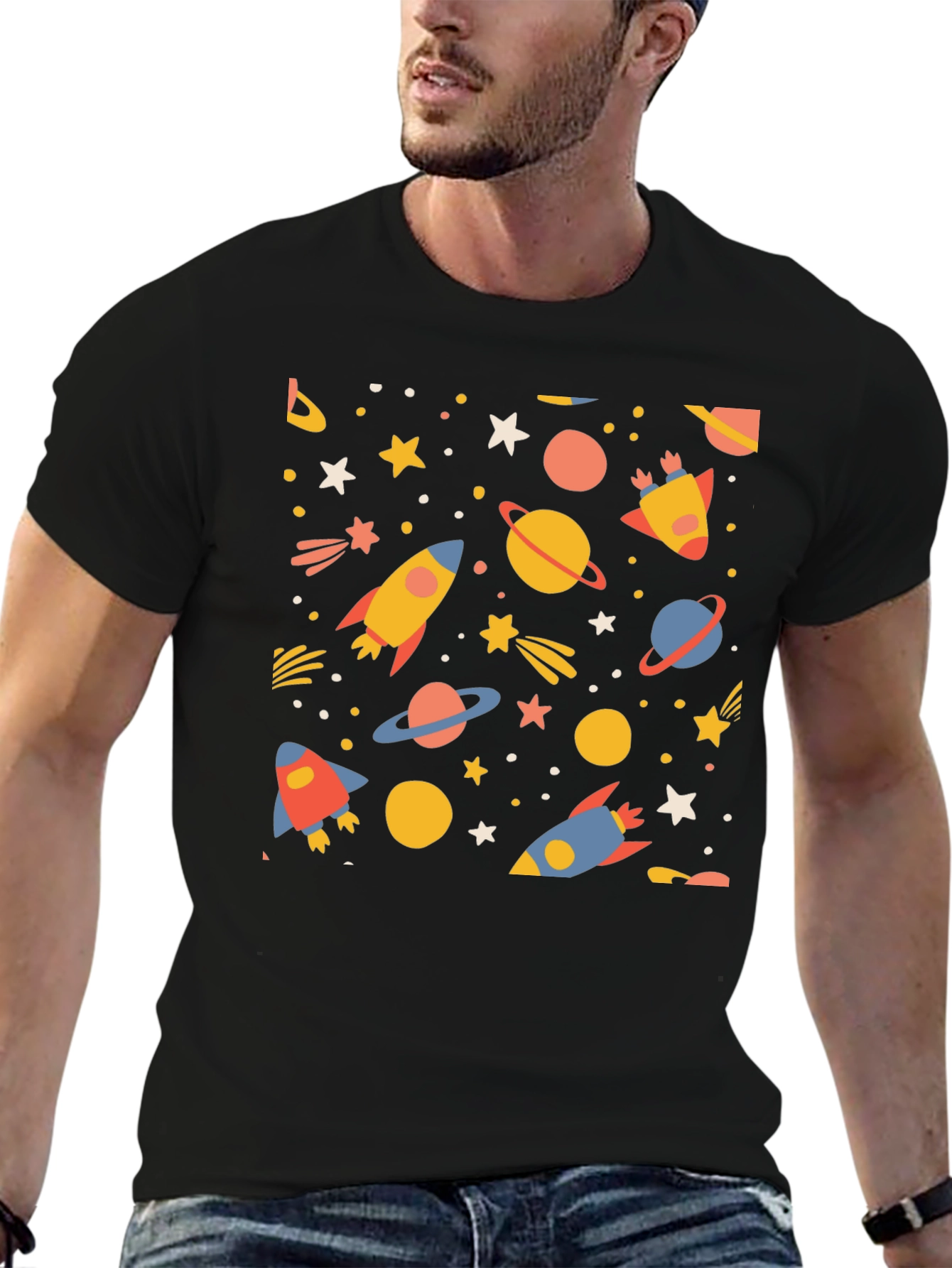 Cosmic Adventure T-Shirt - Space Rockets & Planets