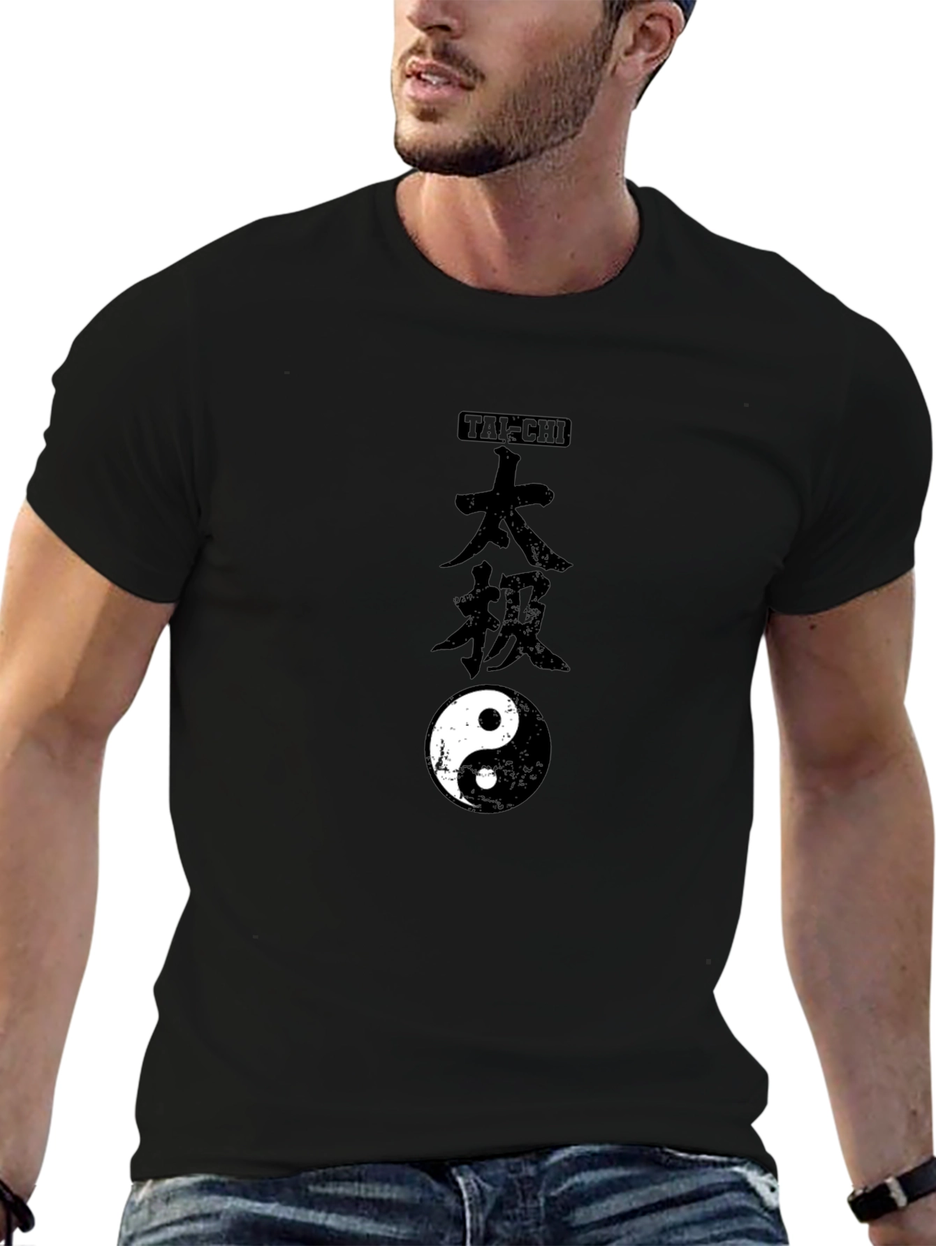 Tai-Chi Yin Yang Graphic Tee - Black Cotton T-Shirt