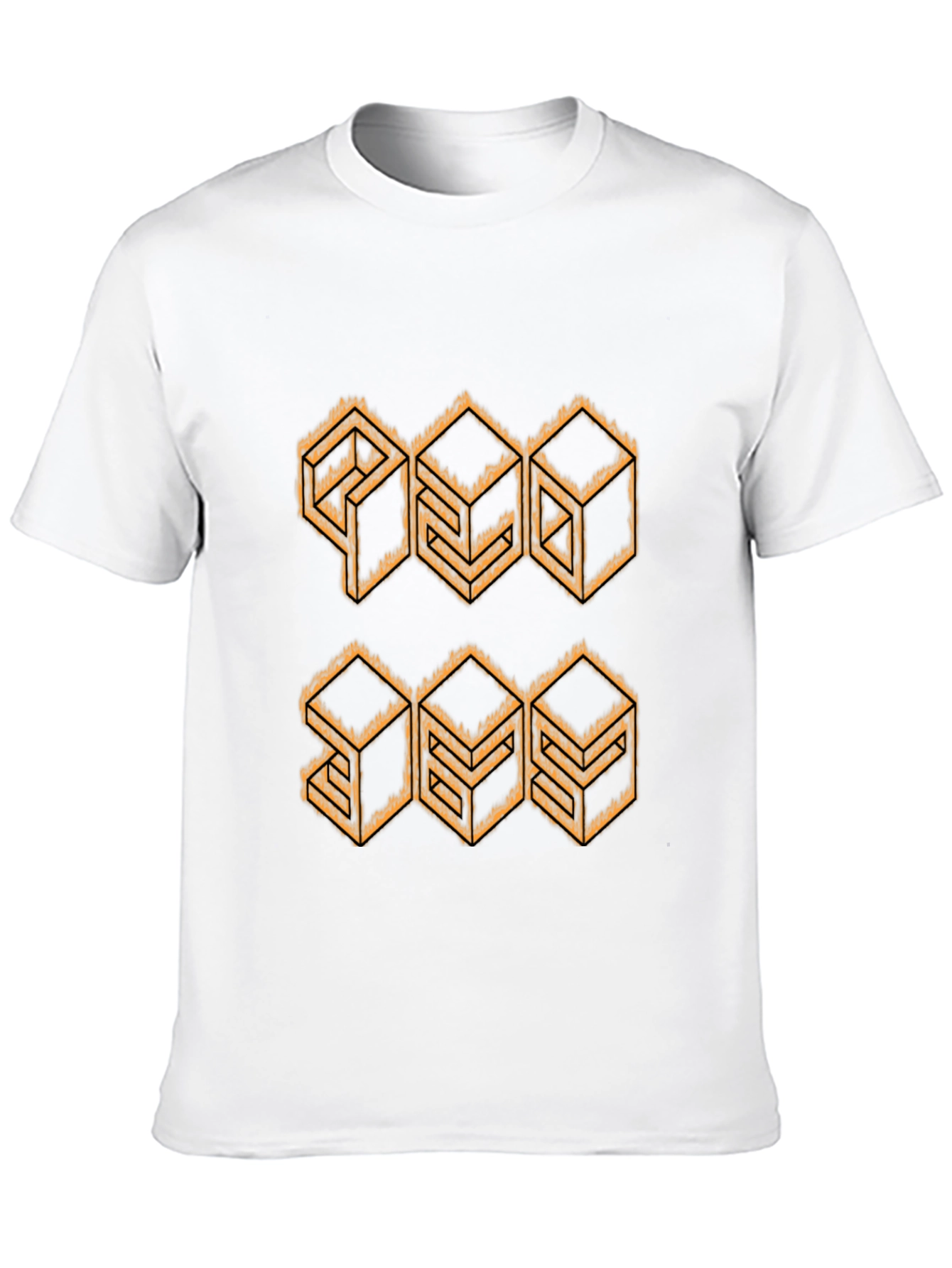 Geometric Cube Design Black T-Shirt