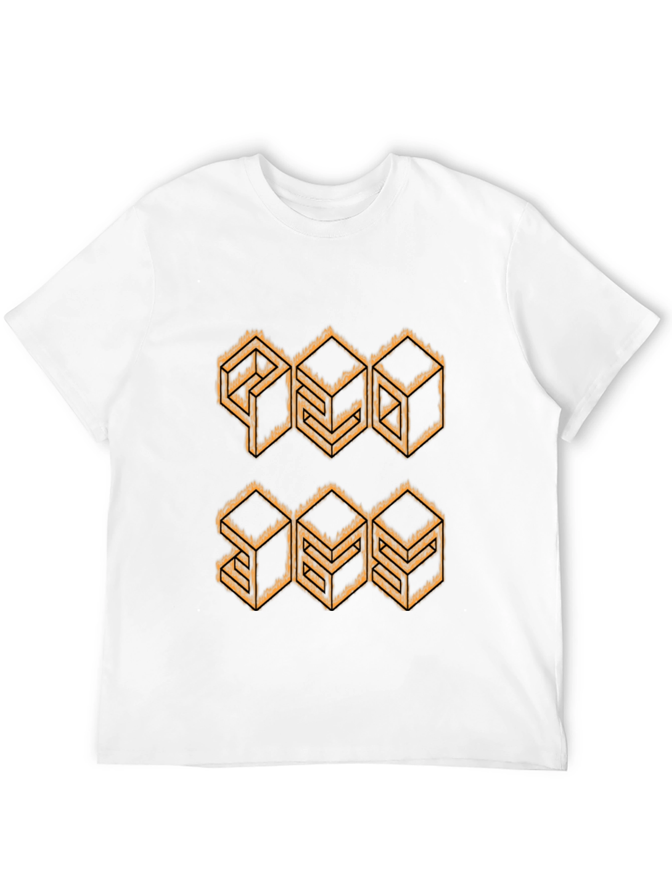 Geometric Cube Design Black T-Shirt