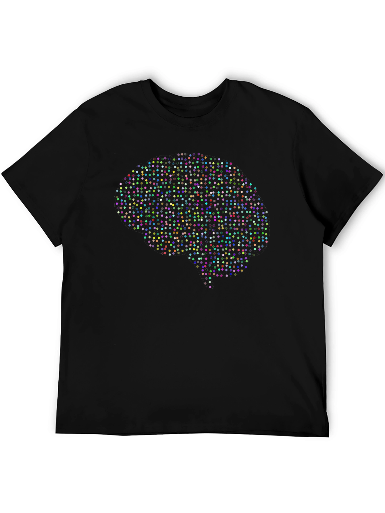 Brain Dots Graphic Tee - Black Cotton Unisex T-Shirt