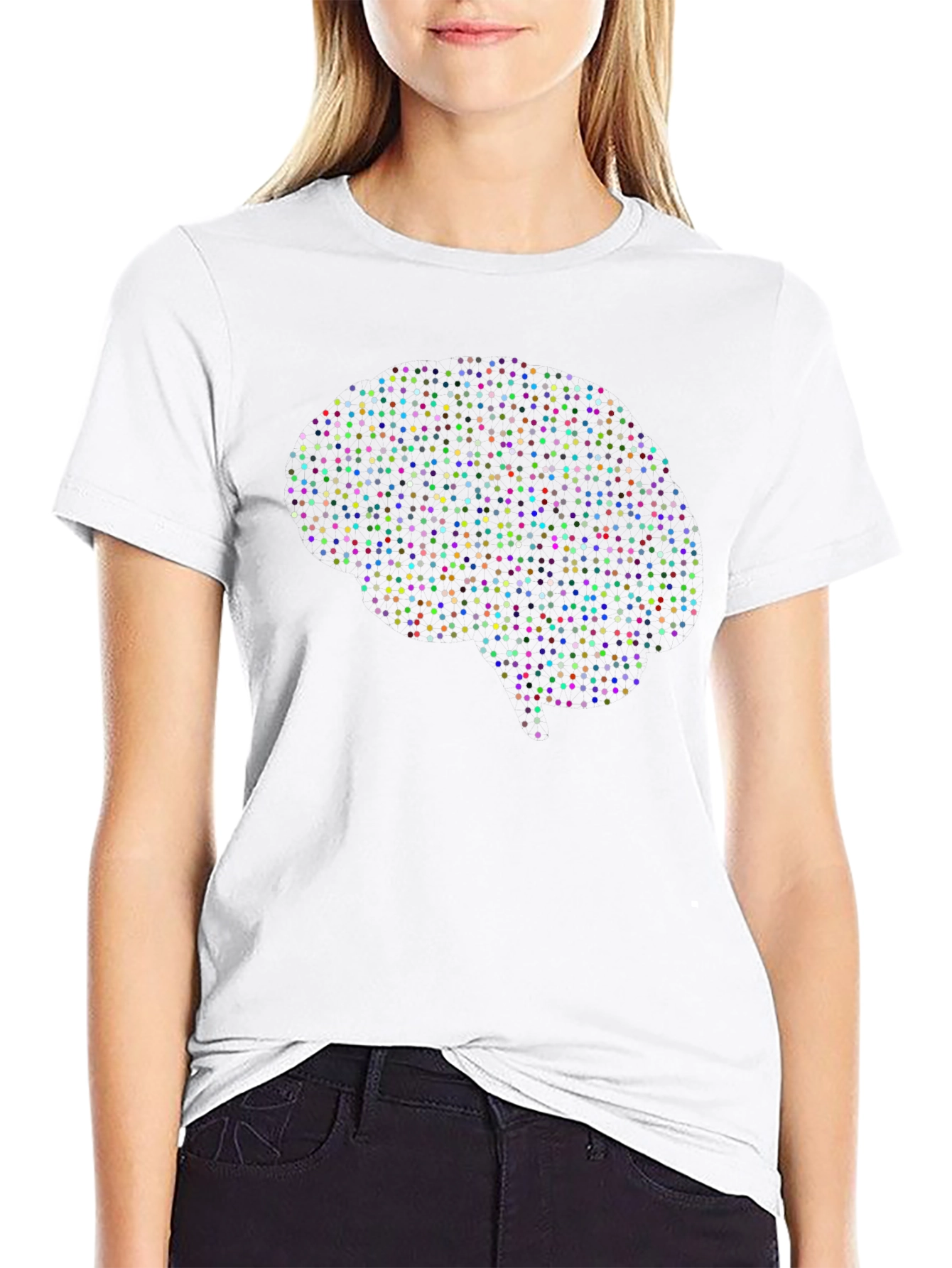 Brain Dots Graphic Tee - Black Cotton Unisex T-Shirt