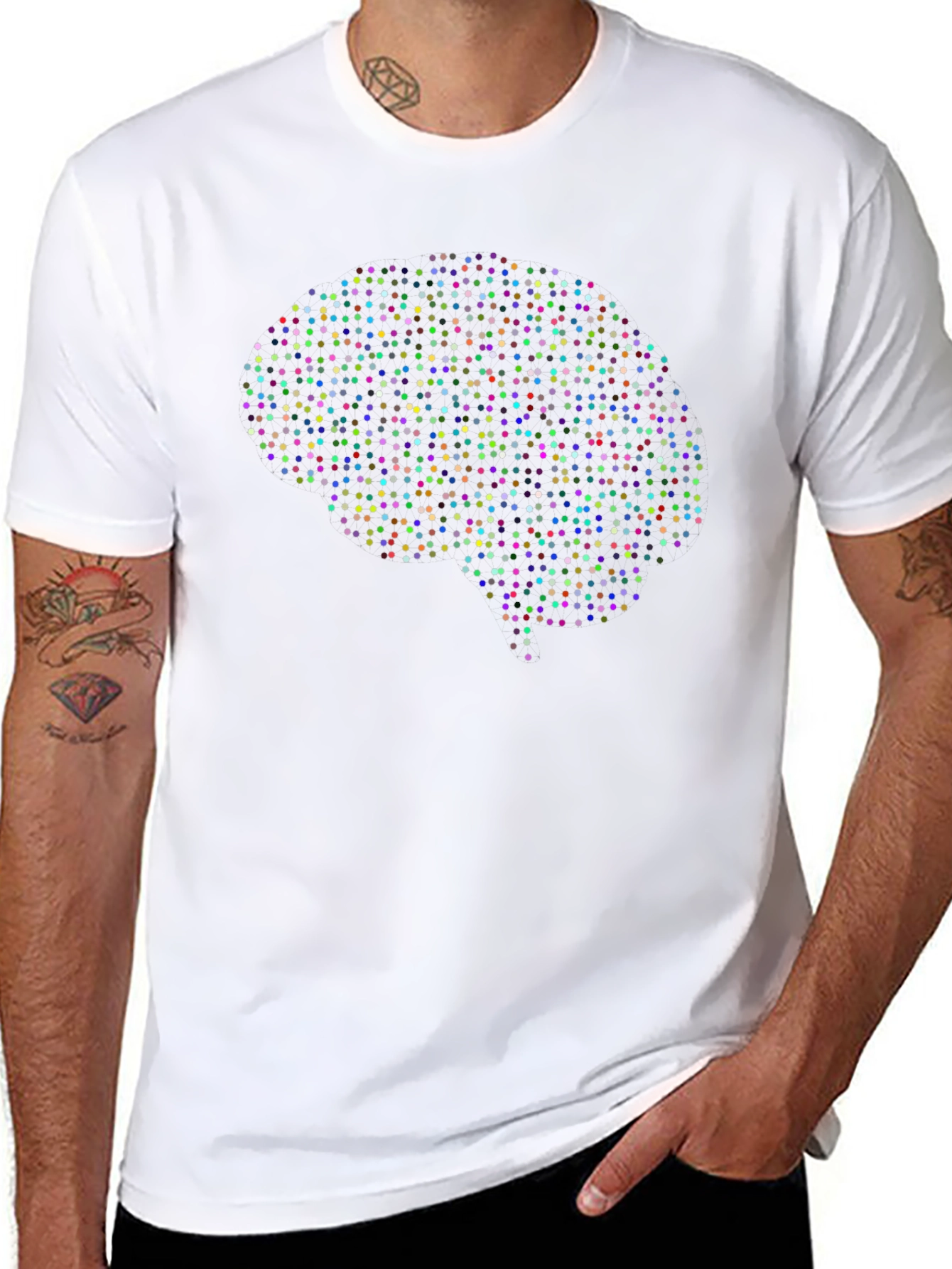 Brain Dots Graphic Tee - Black Cotton Unisex T-Shirt