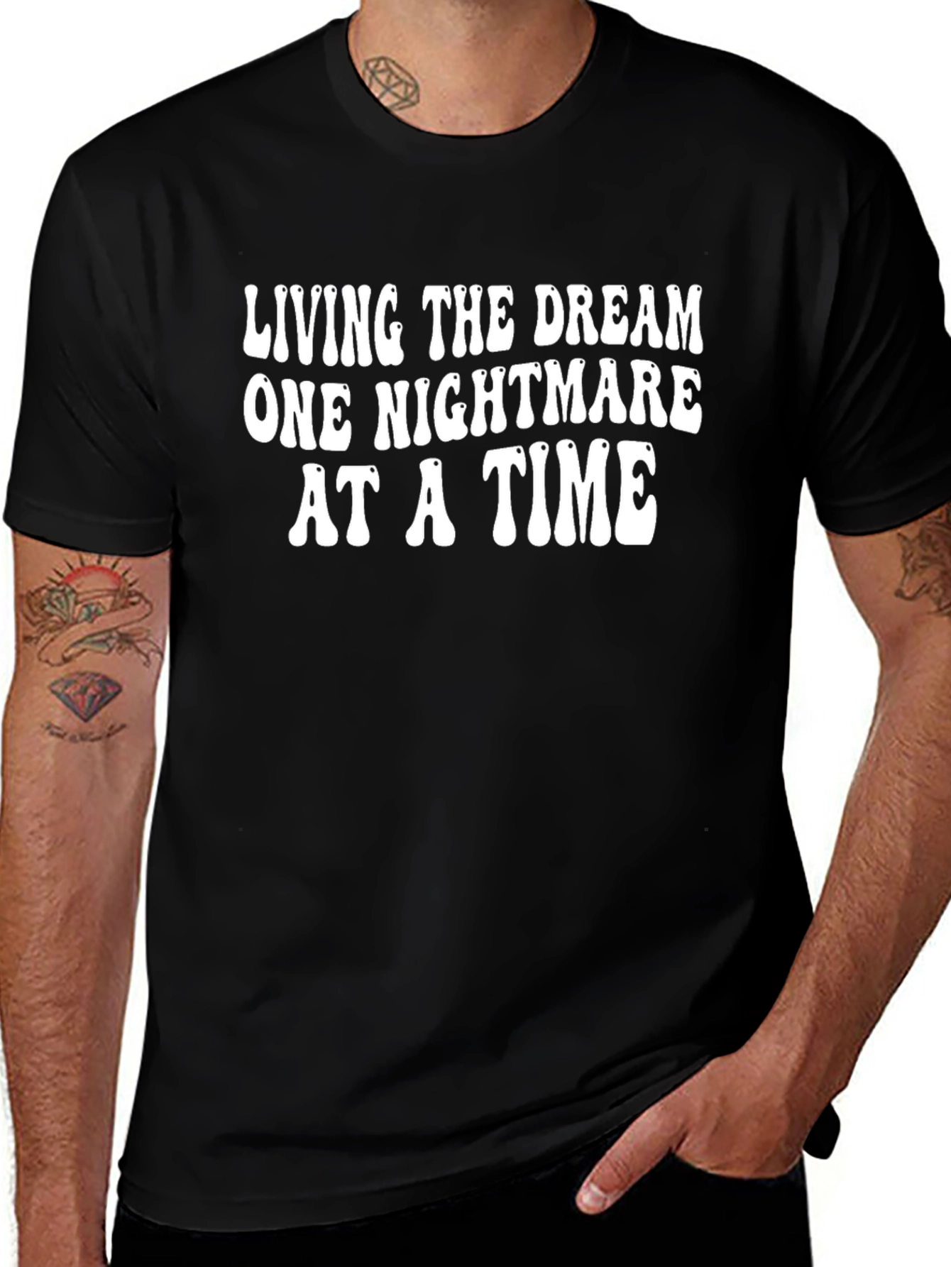 Living the Dream Graphic Tee - Black Cotton T-Shirt