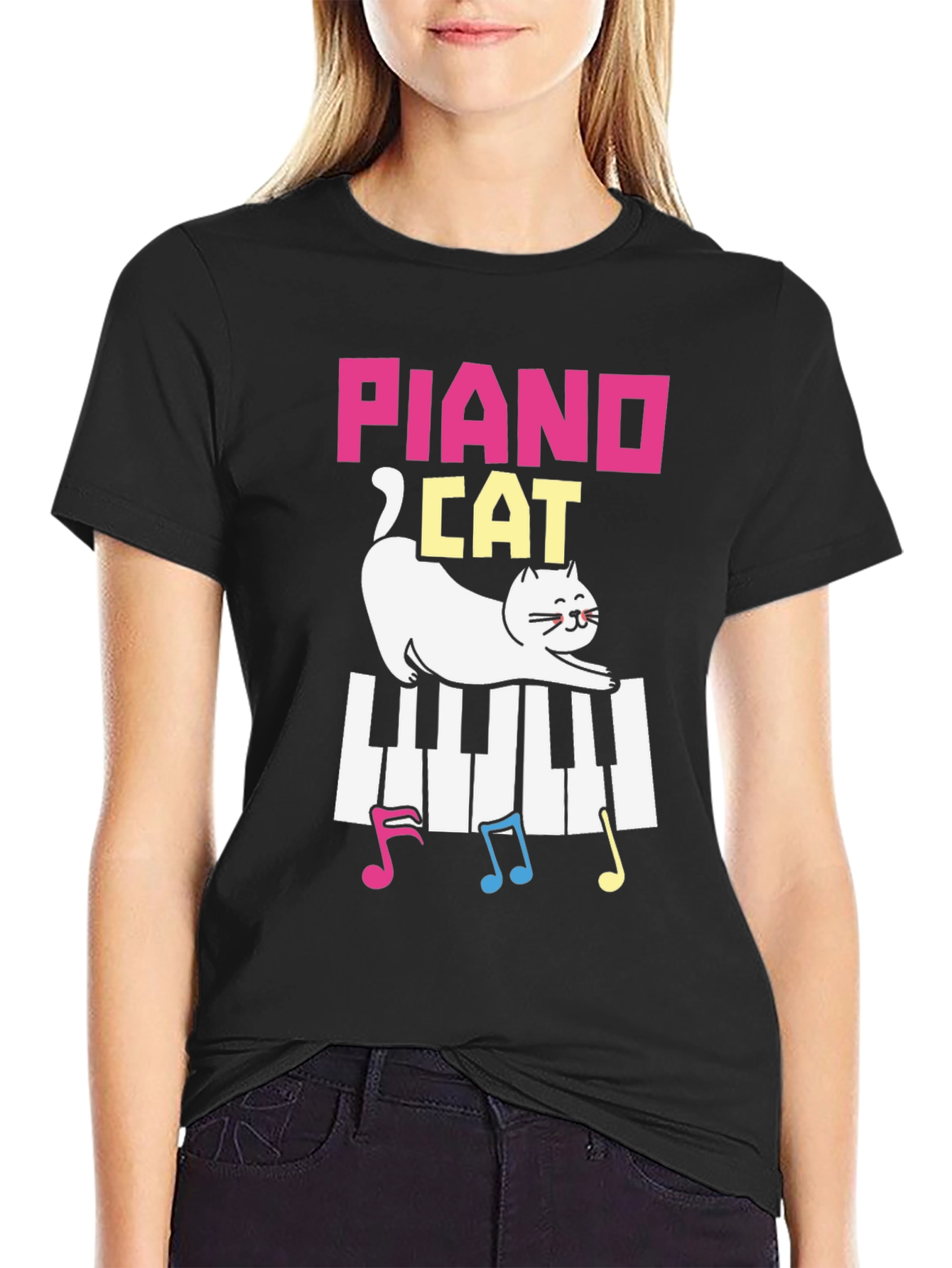 Piano Cat T-Shirt - Musical Kitten Tee