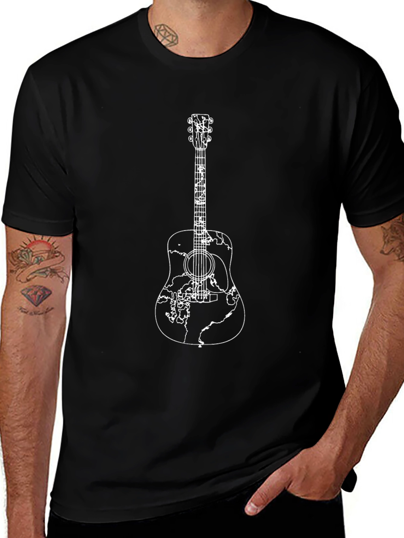 Guitar World Map Graphic T-Shirt