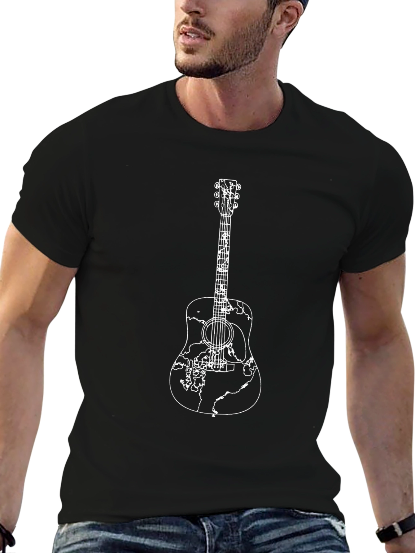 Guitar World Map Graphic T-Shirt