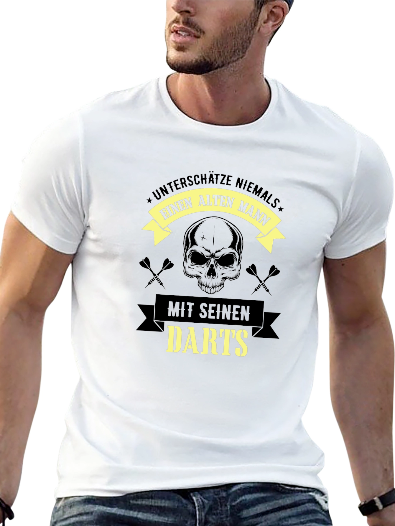 Unterschatze Niemals Alten Mann Darts T-Shirt
