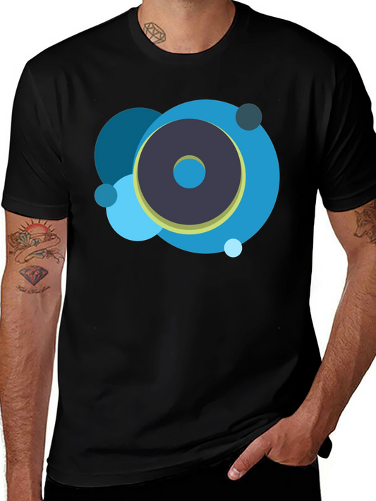 Abstract Circle Graphic Black T-Shirt
