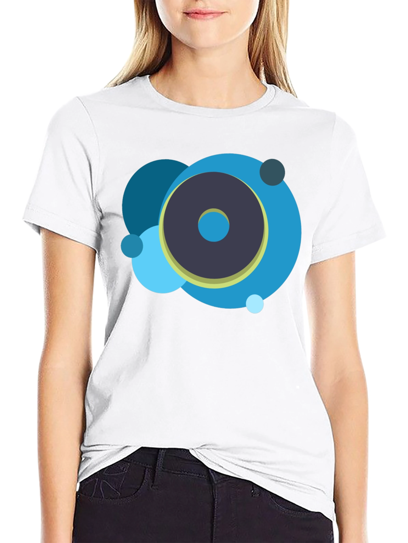 Abstract Circle Graphic Black T-Shirt