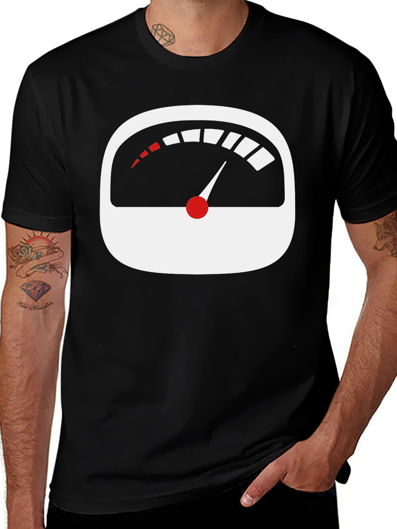 Speedometer Graphic Tee - Black Cotton T-Shirt