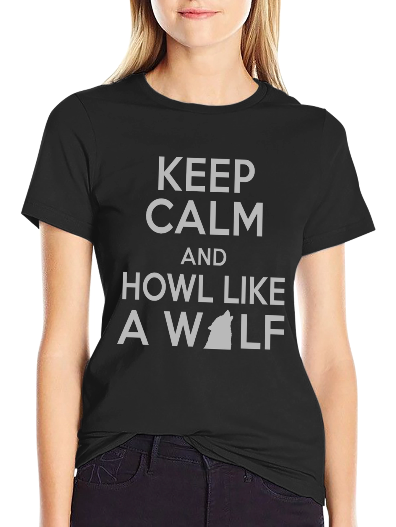 Keep Calm Howl Like a Wolf T-Shirt - Black