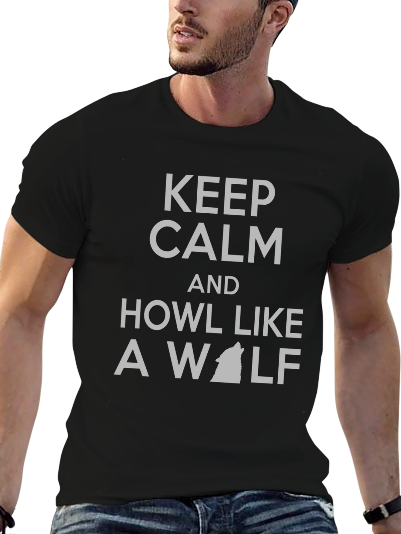 Keep Calm Howl Like a Wolf T-Shirt - Black
