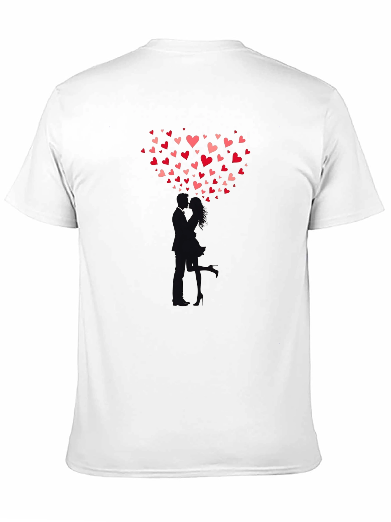 Heart Kiss Graphic Tee - Romantic Black T-Shirt