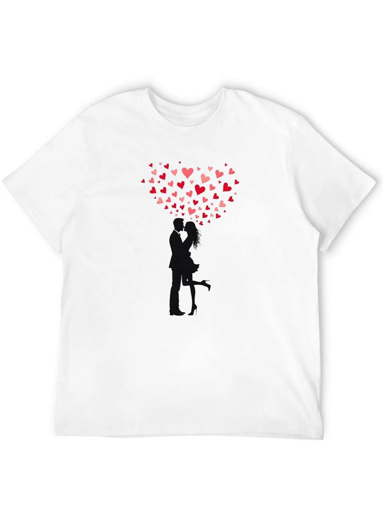 Heart Kiss Graphic Tee - Romantic Black T-Shirt