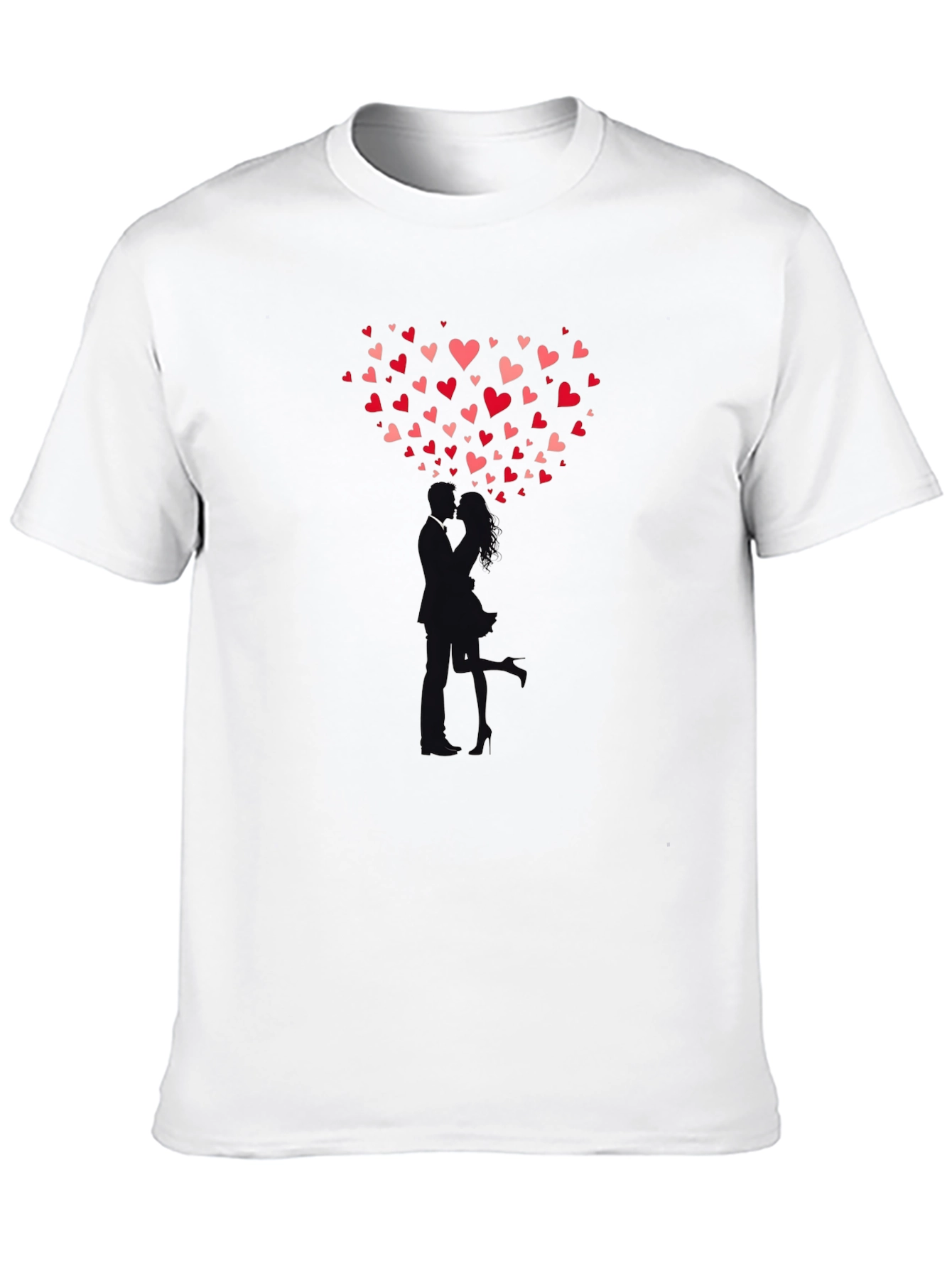Heart Kiss Graphic Tee - Romantic Black T-Shirt