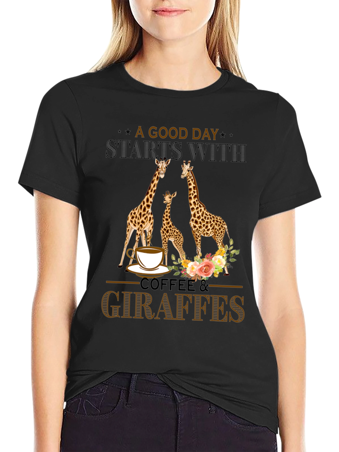 Coffee & Giraffes T-Shirt - A Good Day Start