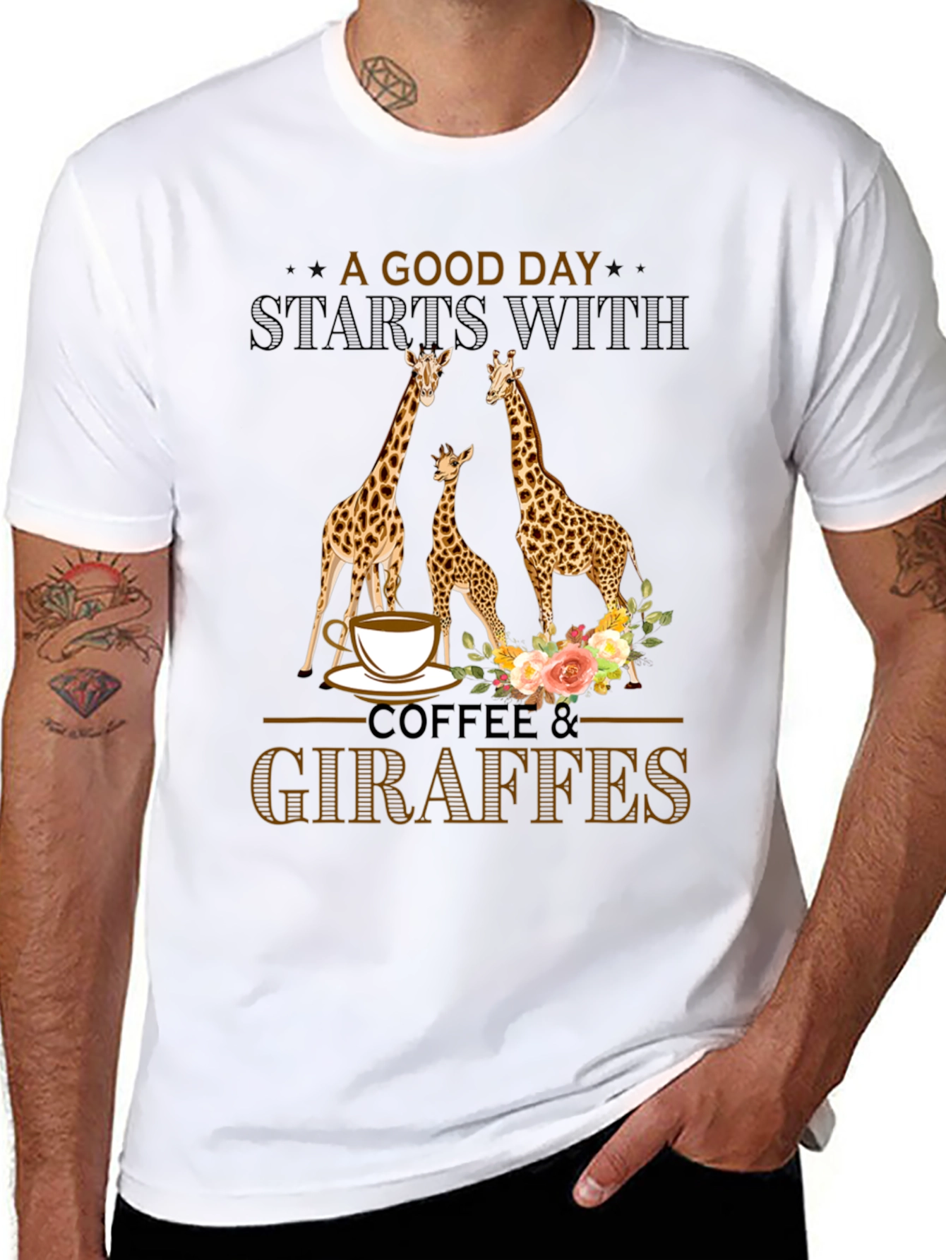 Coffee & Giraffes T-Shirt - A Good Day Start