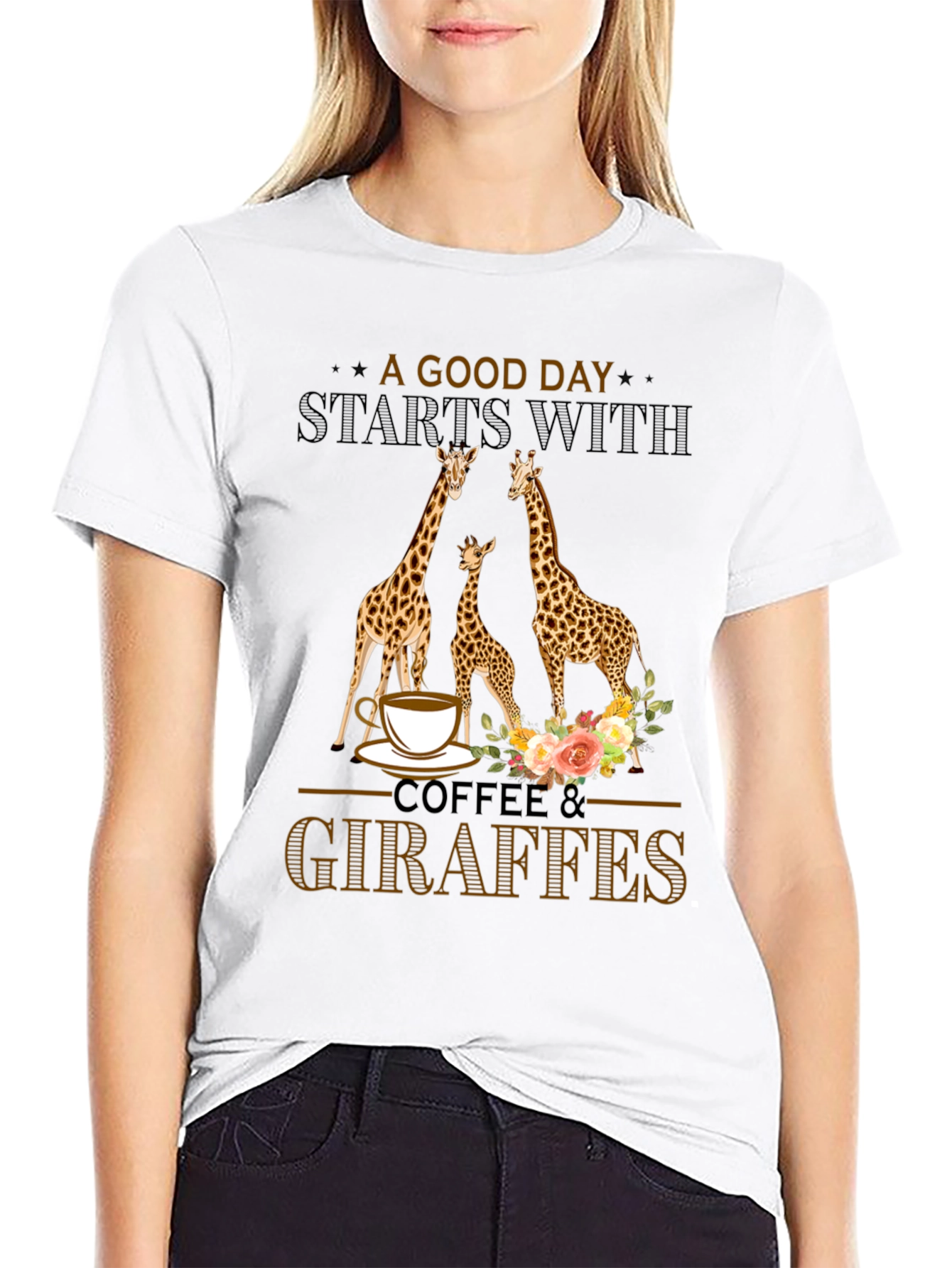 Coffee & Giraffes T-Shirt - A Good Day Start