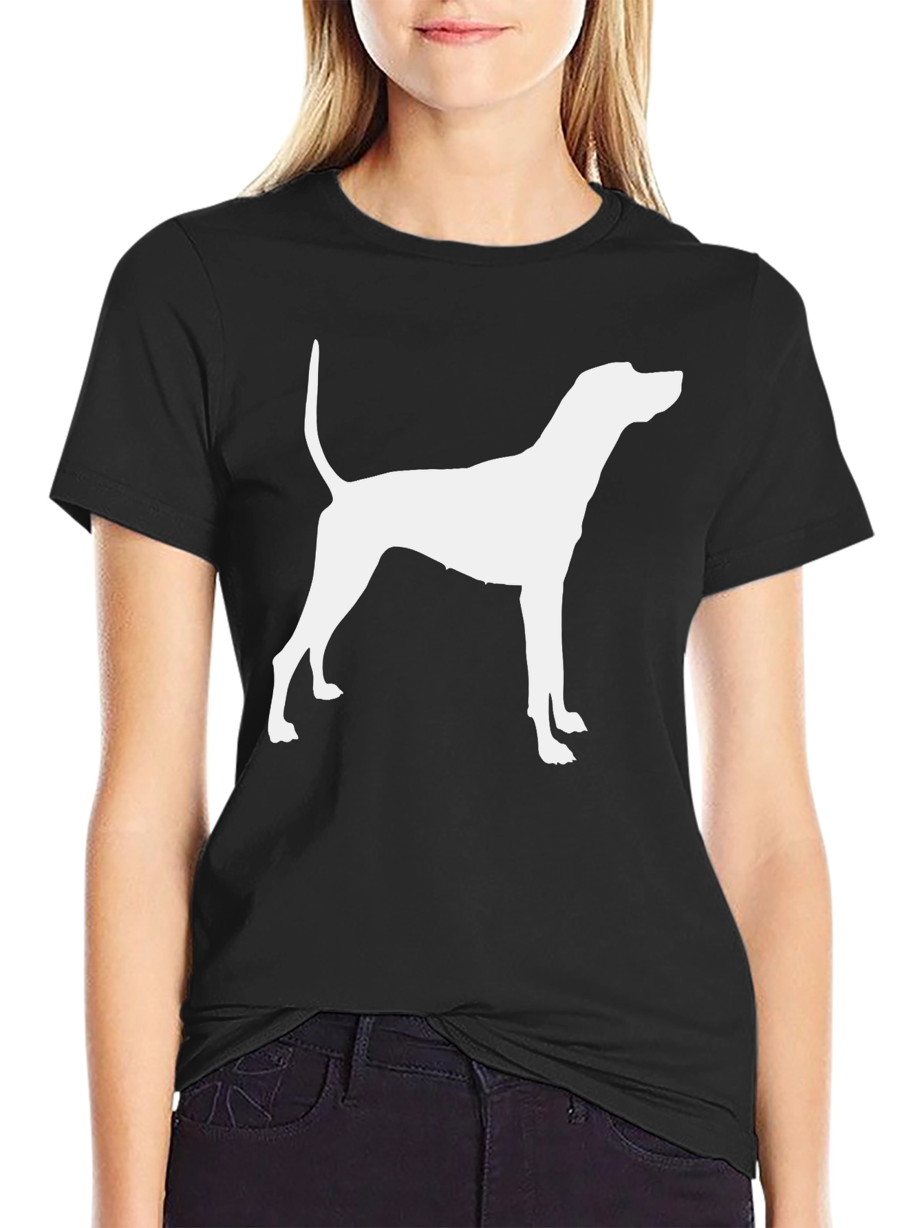Dog Silhouette Graphic Tee - Black Cotton Blend Shirt