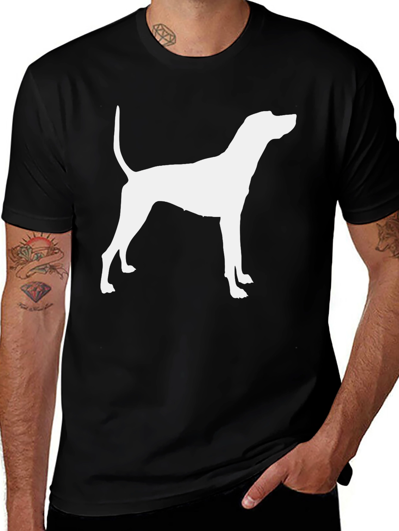 Dog Silhouette Graphic Tee - Black Cotton Blend Shirt