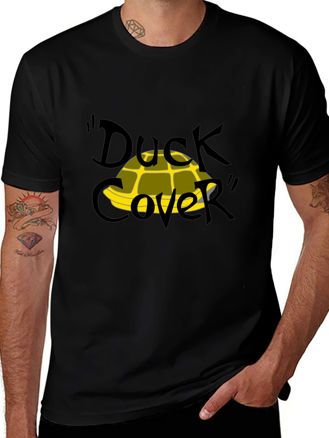 Duck Cover T-Shirt - Funny Cartoon Graphic Tee