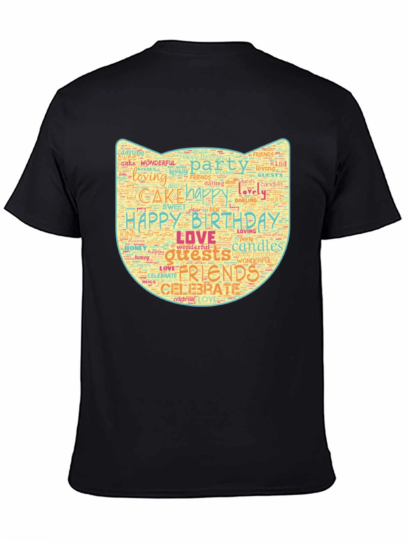 Birthday Word Art Cat Face T-Shirt