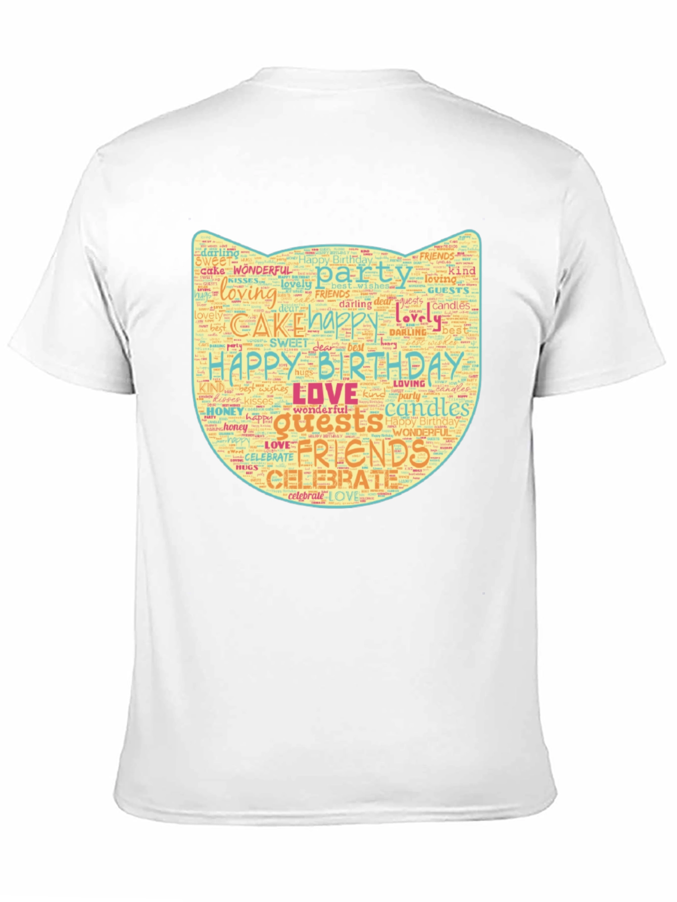 Birthday Word Art Cat Face T-Shirt