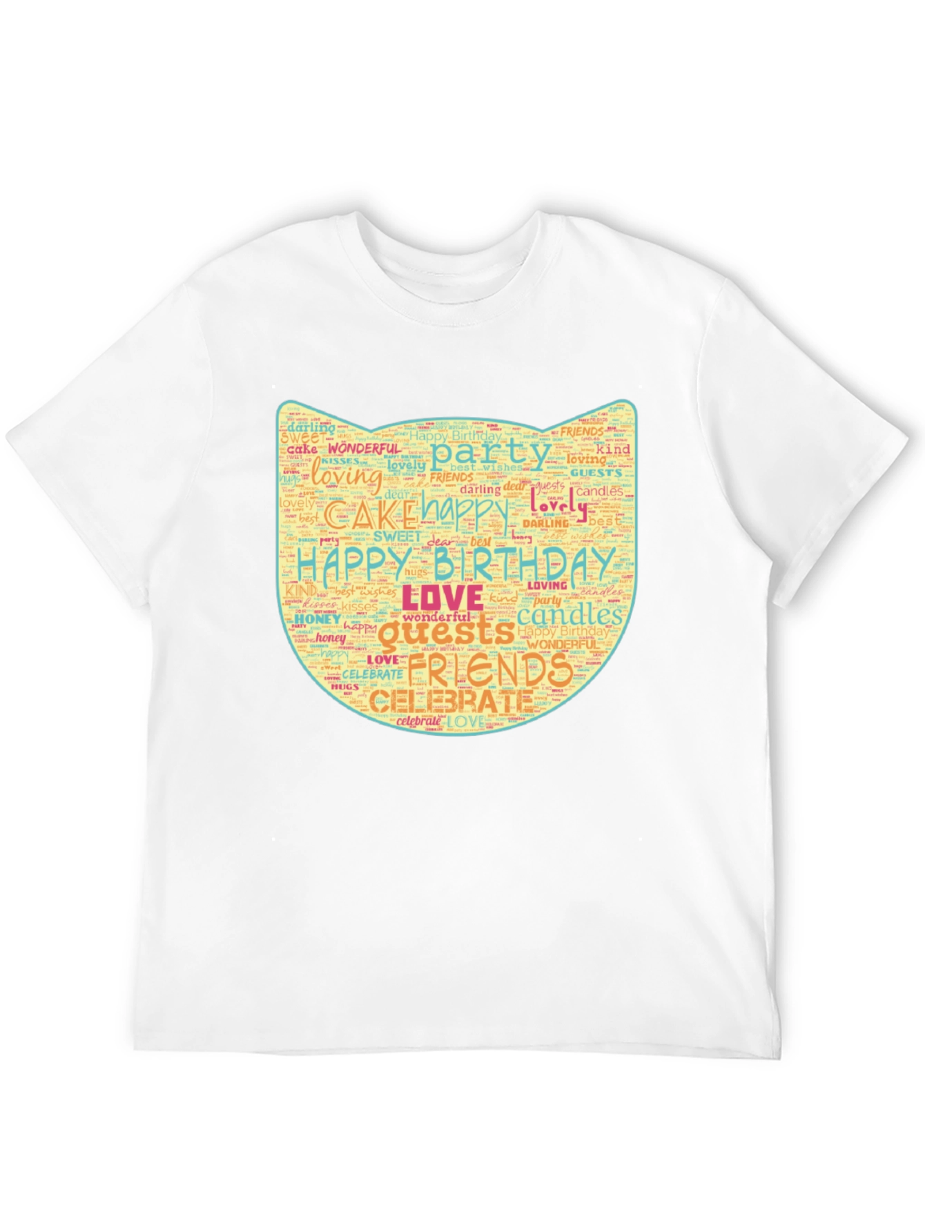 Birthday Word Art Cat Face T-Shirt