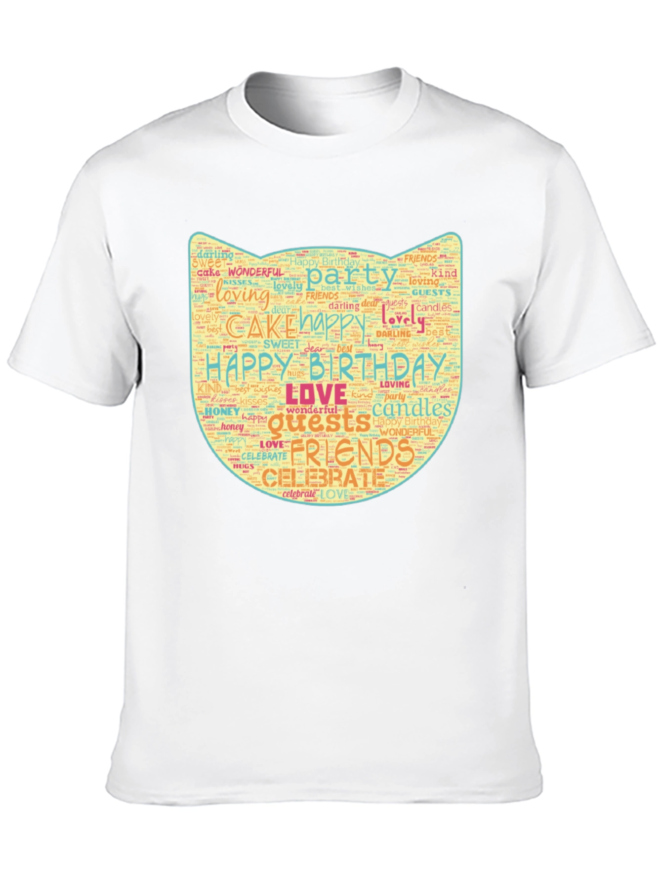 Birthday Word Art Cat Face T-Shirt