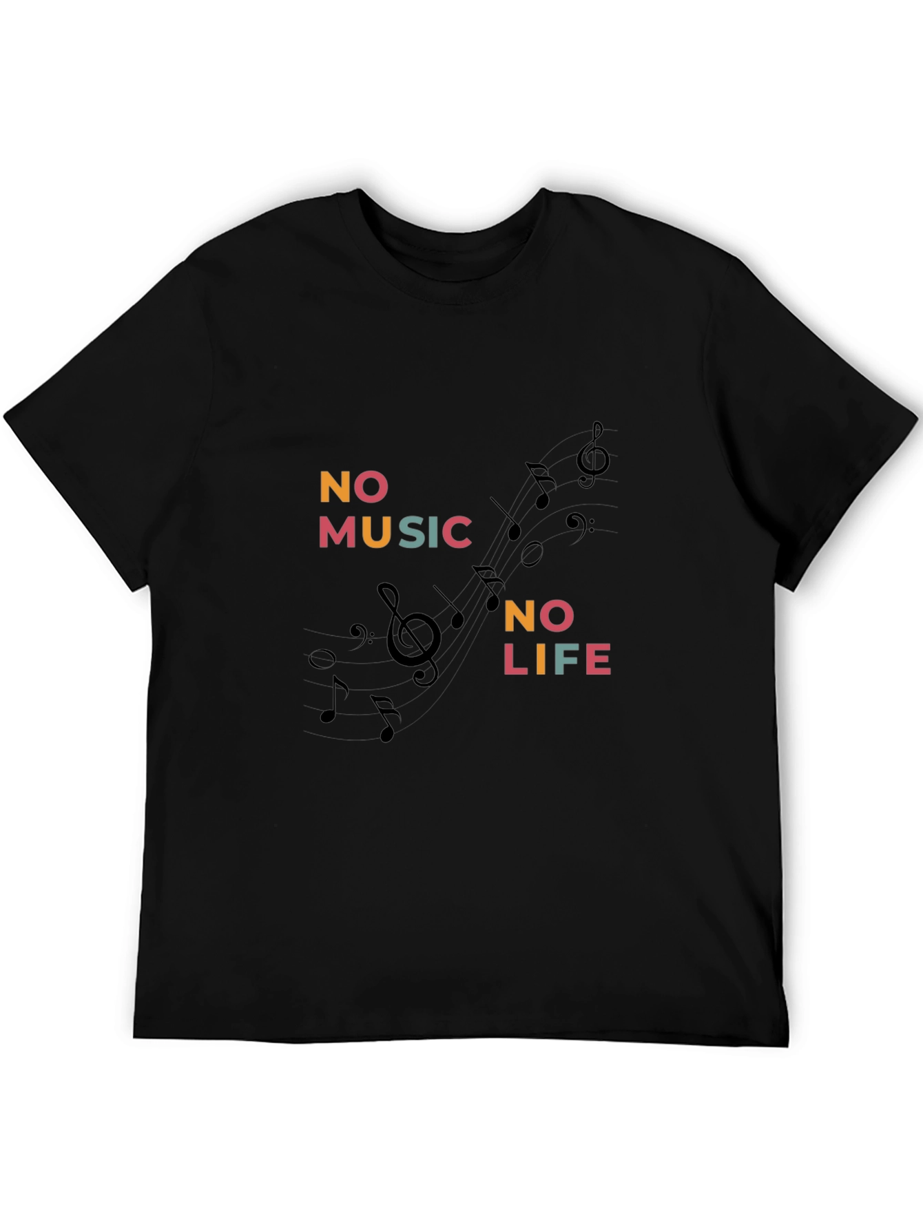 No Music No Life Black Graphic Tee