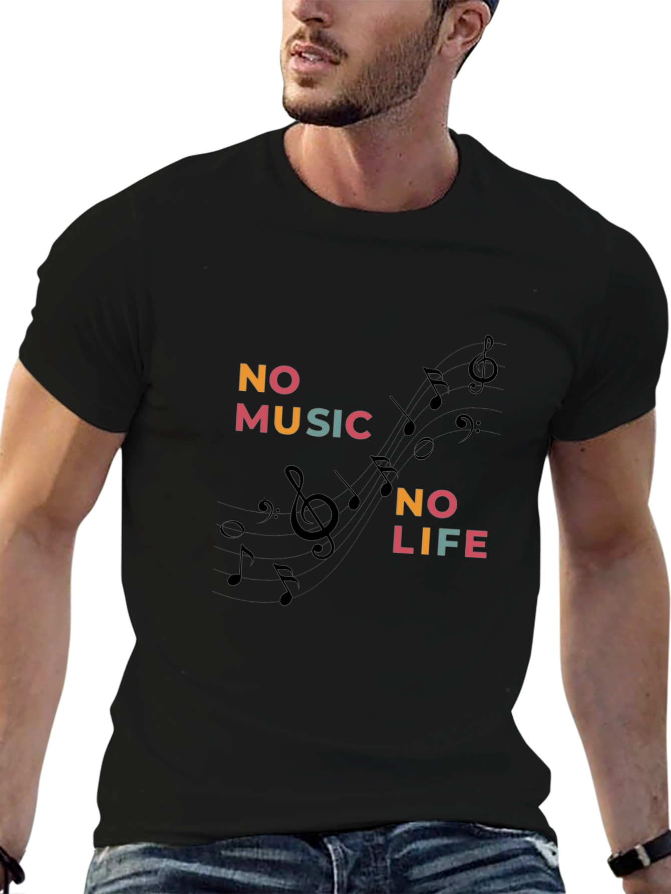No Music No Life Black Graphic Tee