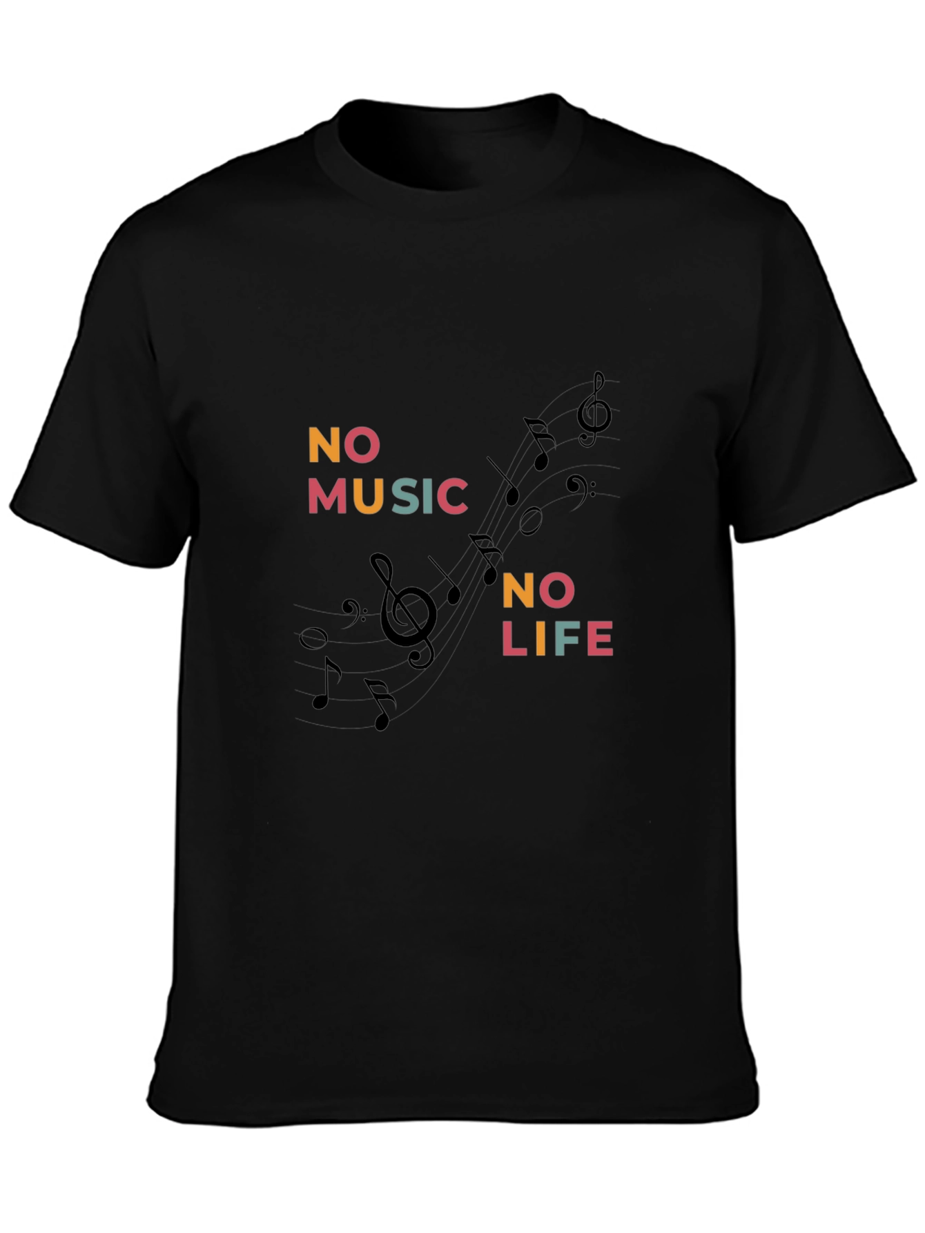 No Music No Life Black Graphic Tee