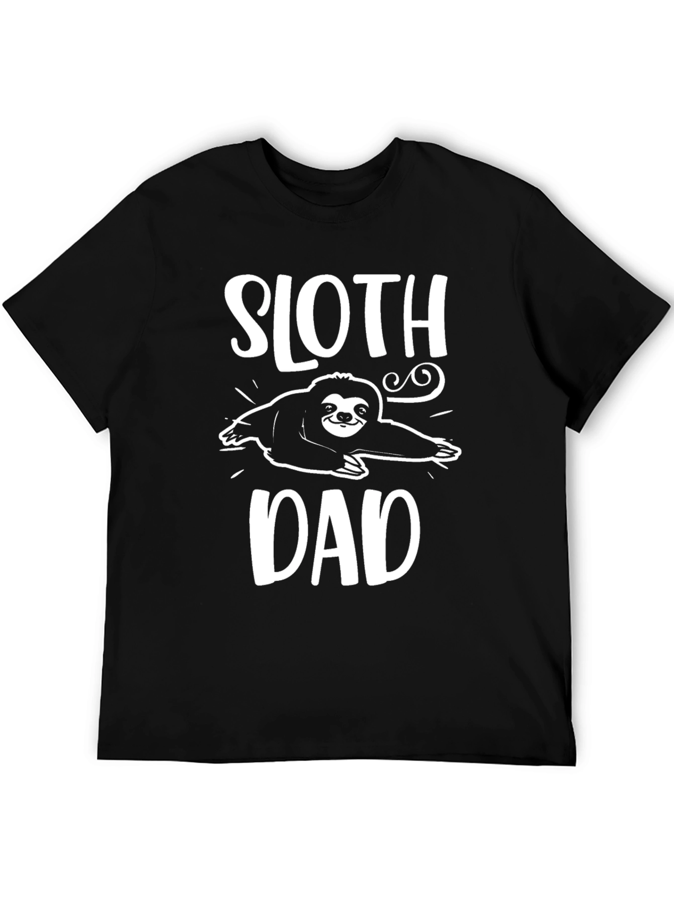 Sloth Dad Graphic Tee - Black Cotton Blend T-Shirt