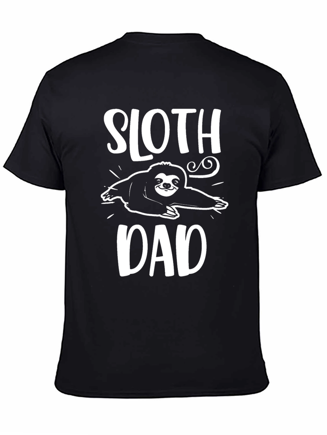 Sloth Dad Graphic Tee - Black Cotton Blend T-Shirt