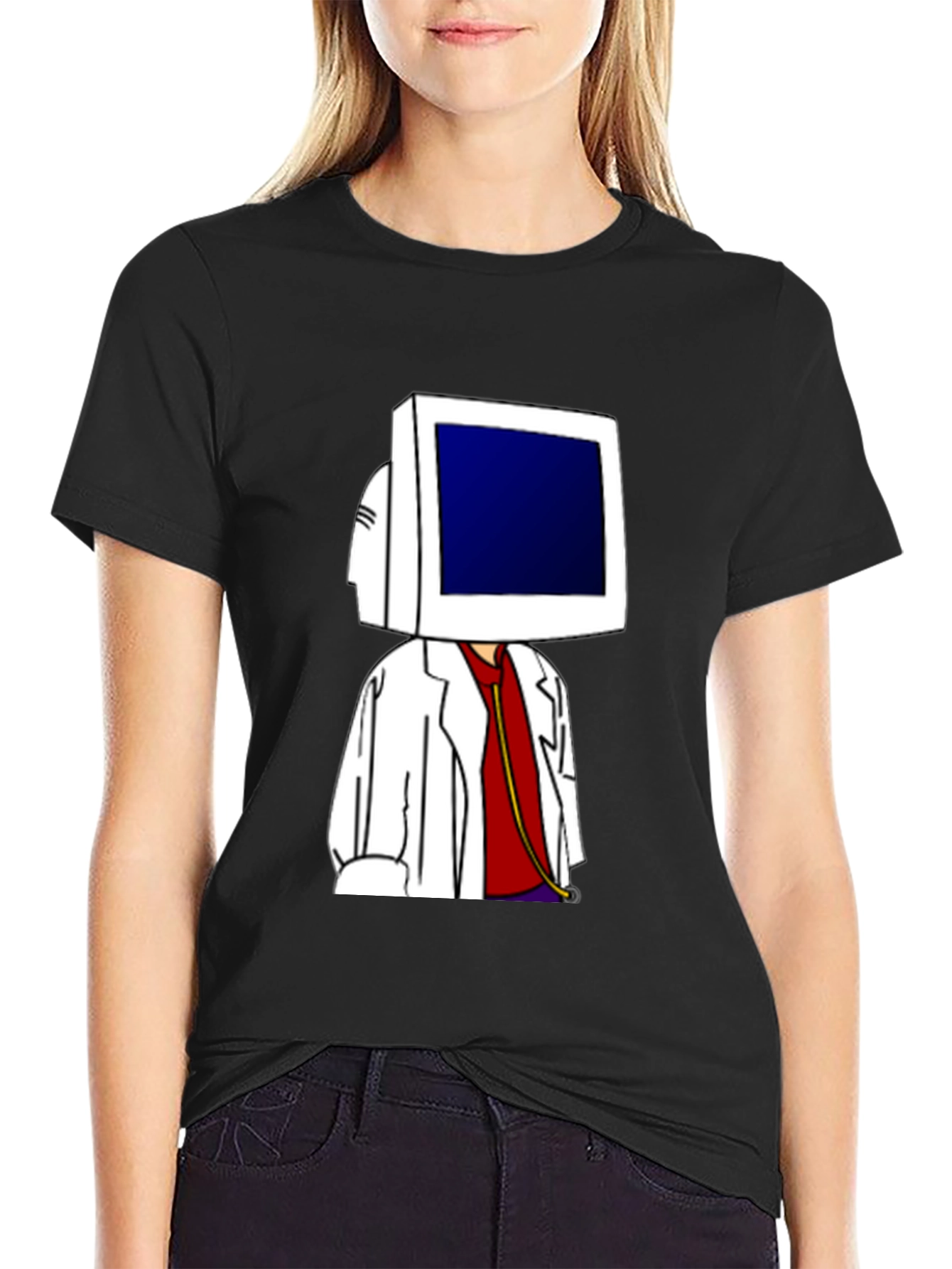 Computer Head Doctor Funny Graphic Tee