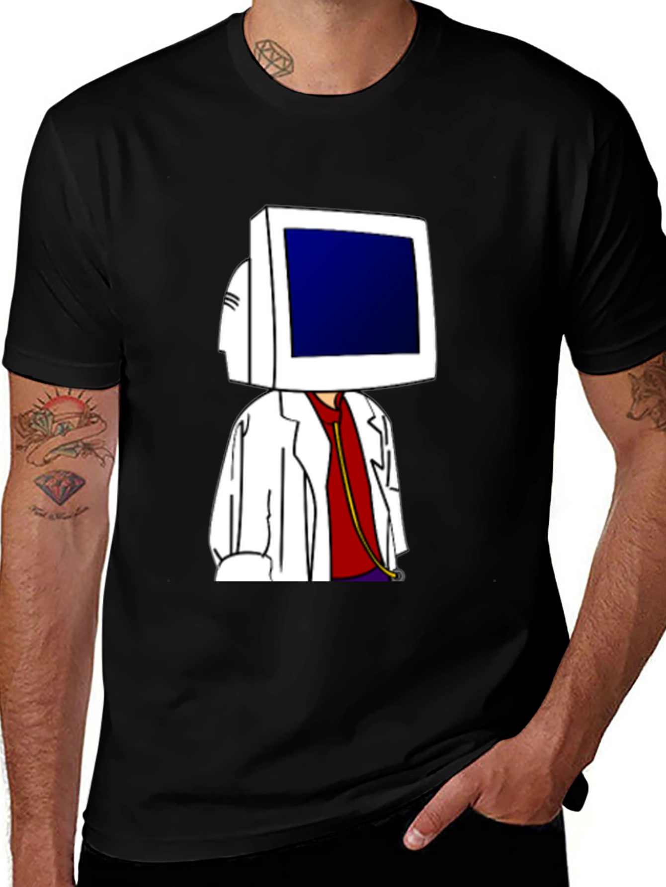 Computer Head Doctor Funny Graphic Tee