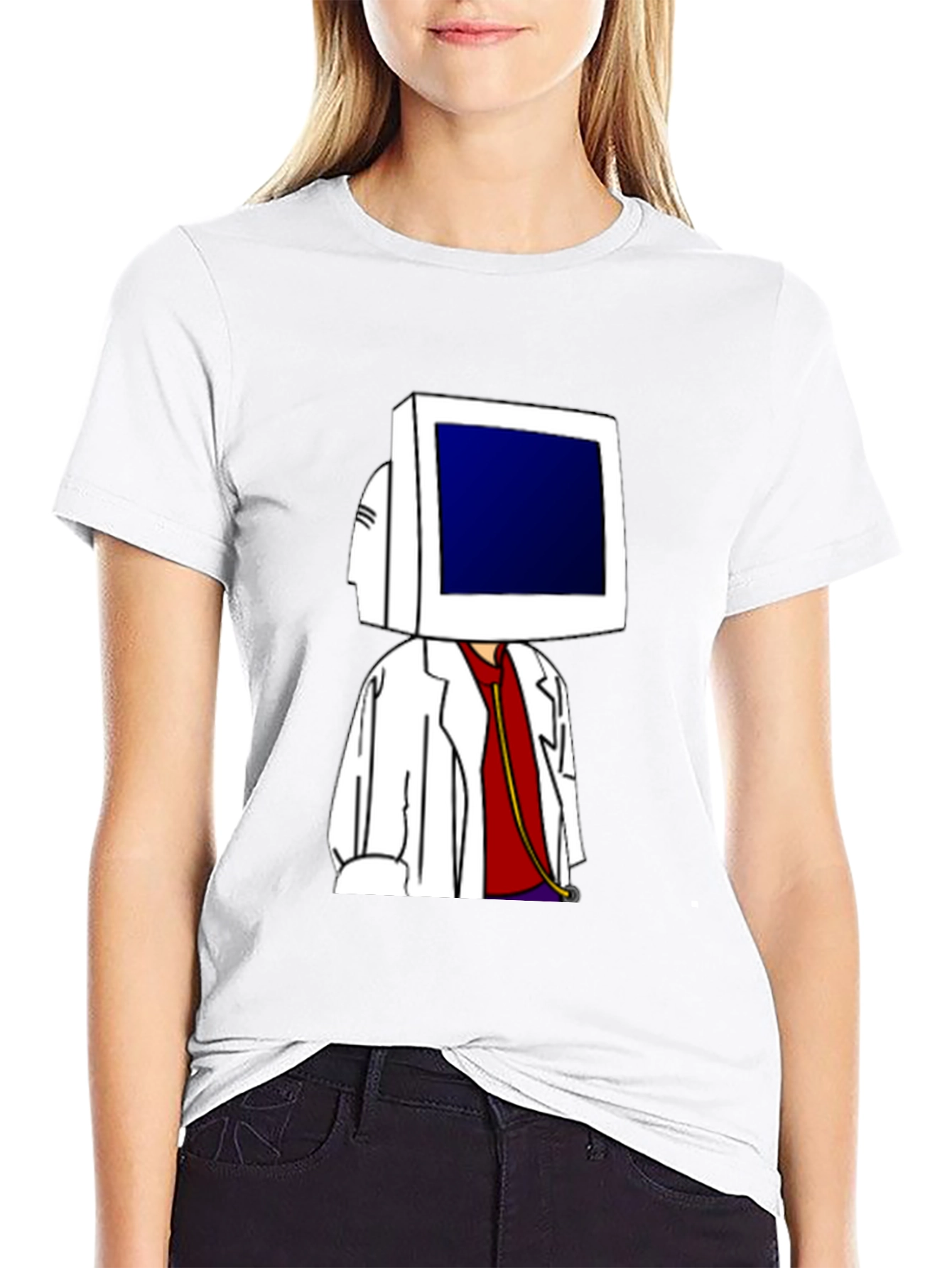 Computer Head Doctor Funny Graphic Tee